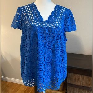 Laundry Blue Lined Lace Blouse